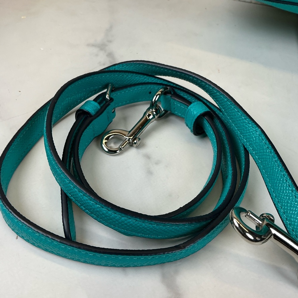 Coach Turnlock Carryall 29 Aqua Blue Teal Leather Shoulder Crossbody Satchel Bag - Picture 14 of 15